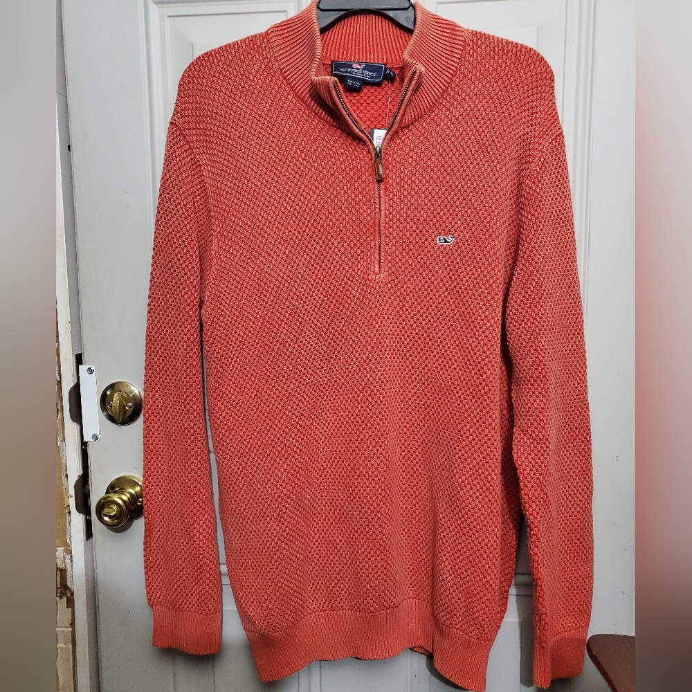 NWT Vineyard Vines Men's Quarter Zip Pullover Large Pima Cotton Logo Sweatshirt